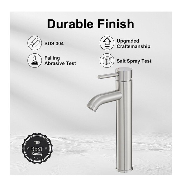 VOTON Bathroom Sink Faucet Chrome Tall Bath Faucet Single Handle One Hole - Picture 7 of 16